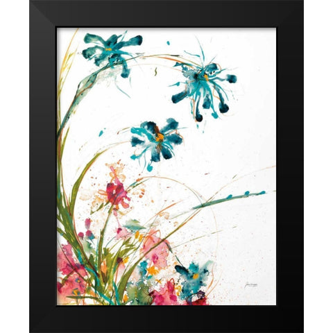 Blooming Blue Crop on White Black Modern Wood Framed Art Print by Griggs, Jan