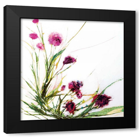 Flowers in the Wind on White Black Modern Wood Framed Art Print with Double Matting by Griggs, Jan