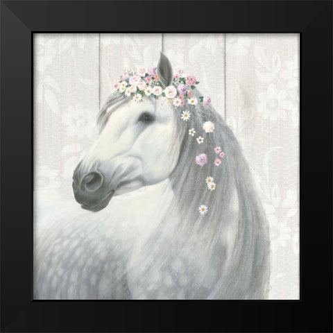 Spirit Stallion II on wood Square Black Modern Wood Framed Art Print by Wiens, James