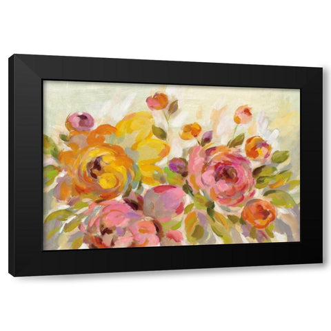 Brushy Peonies Black Modern Wood Framed Art Print by Vassileva, Silvia