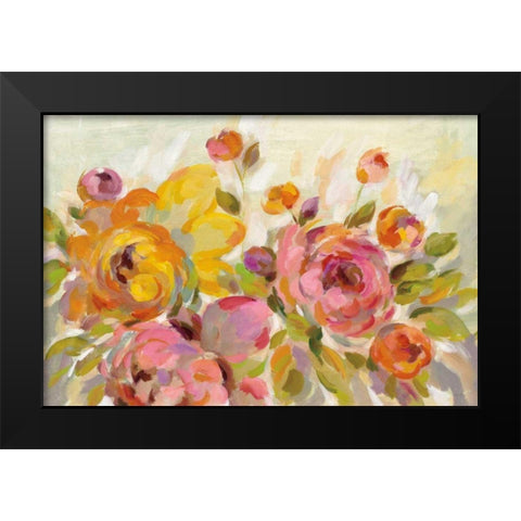 Brushy Peonies Black Modern Wood Framed Art Print by Vassileva, Silvia