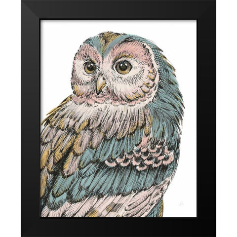 Beautiful Owls I Pastel Black Modern Wood Framed Art Print by Brissonnet, Daphne