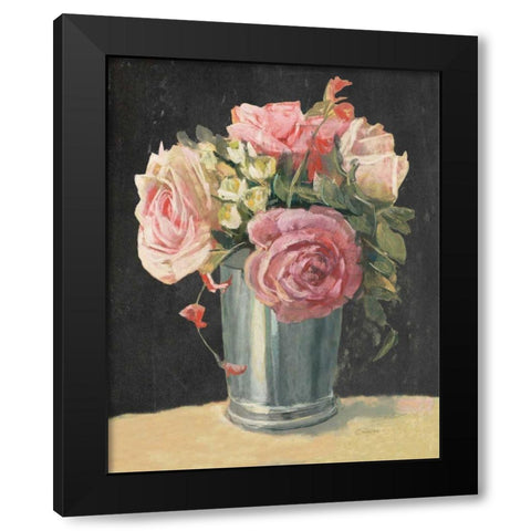 Silver Vase II on Black Black Modern Wood Framed Art Print with Double Matting by Rowan, Carol