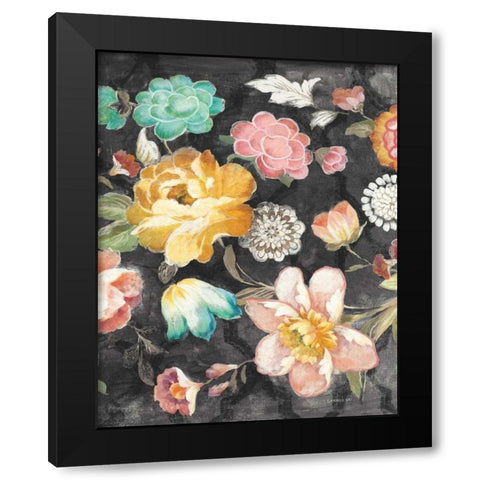 Garden of Delight Black III Black Modern Wood Framed Art Print with Double Matting by Nai, Danhui