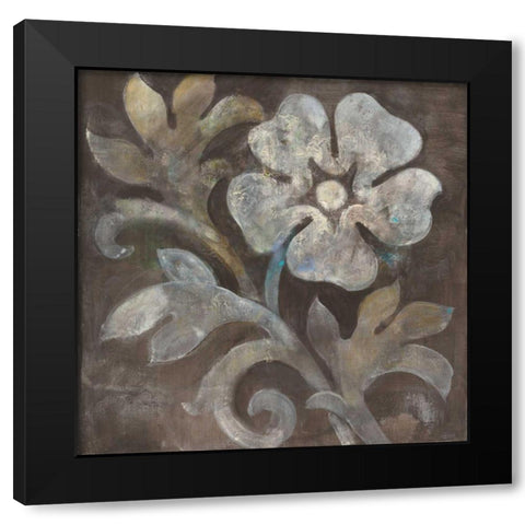 Fresco Floral I Black Modern Wood Framed Art Print by Hristova, Albena