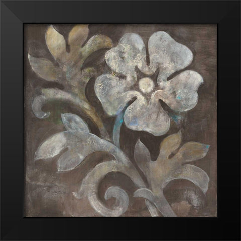 Fresco Floral I Black Modern Wood Framed Art Print by Hristova, Albena