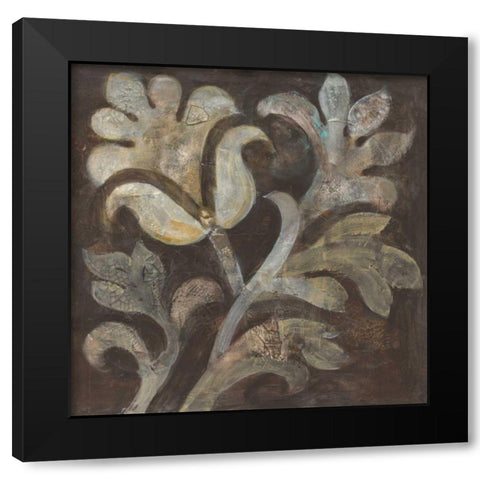 Fresco Floral II Black Modern Wood Framed Art Print with Double Matting by Hristova, Albena