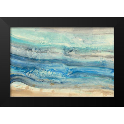 Ocean Waves Black Modern Wood Framed Art Print by Hristova, Albena