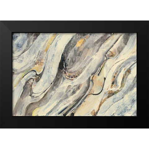 Golden Falls Black Modern Wood Framed Art Print by Hristova, Albena
