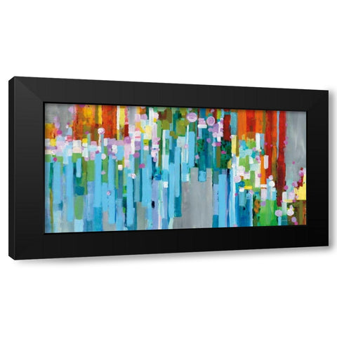 Rainbow of Stripes Crop Black Modern Wood Framed Art Print with Double Matting by Nai, Danhui