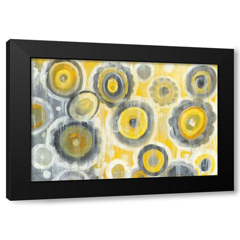 Abstract Circles Crop Black Modern Wood Framed Art Print with Double Matting by Nai, Danhui