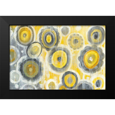 Abstract Circles Crop Black Modern Wood Framed Art Print by Nai, Danhui