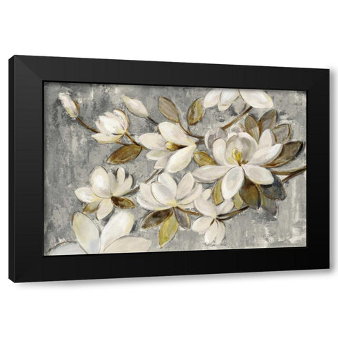 Magnolia Simplicity Neutral Gray Black Modern Wood Framed Art Print with Double Matting by Vassileva, Silvia