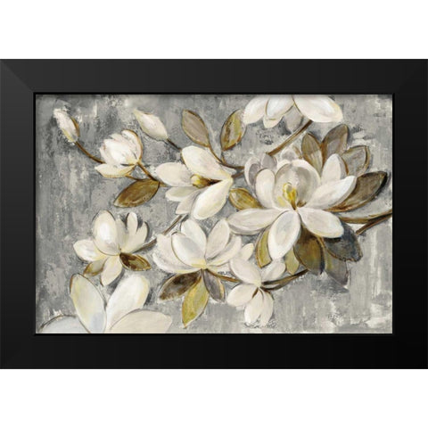 Magnolia Simplicity Neutral Gray Black Modern Wood Framed Art Print by Vassileva, Silvia