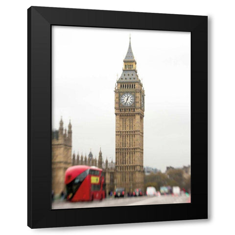 Big Ben Bus Black Modern Wood Framed Art Print by Bevan, Keri