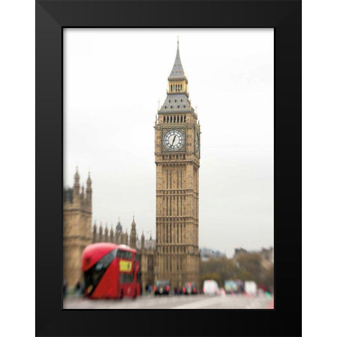 Big Ben Bus Black Modern Wood Framed Art Print by Bevan, Keri