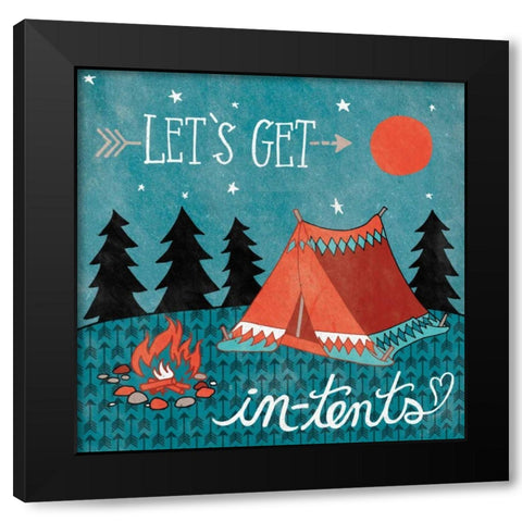 Adventure Love Tent Black Modern Wood Framed Art Print with Double Matting by Urban, Mary