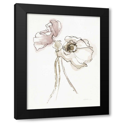 Three Somniferums Poppies Neutral II Black Modern Wood Framed Art Print with Double Matting by Novak, Shirley