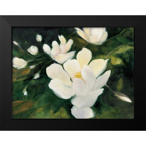 Magnolia Blooms Black Modern Wood Framed Art Print by Purinton, Julia