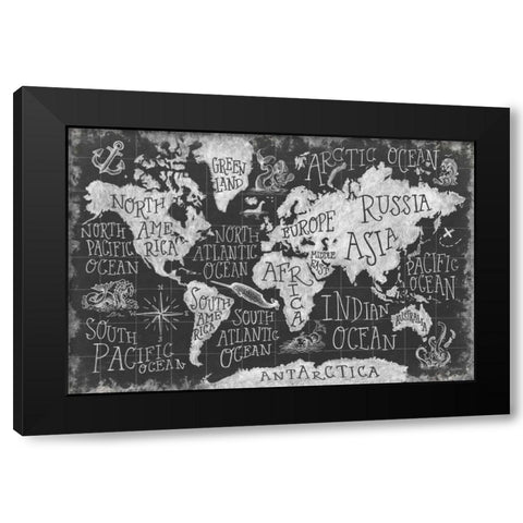 Mythical Map I Black Modern Wood Framed Art Print with Double Matting by Urban, Mary