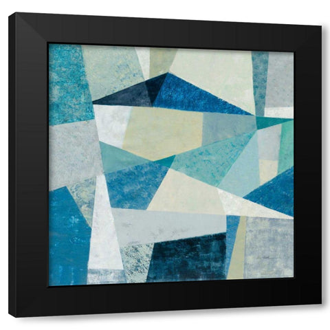 Indigo Geo Metric Soft Black Modern Wood Framed Art Print with Double Matting by Vassileva, Silvia
