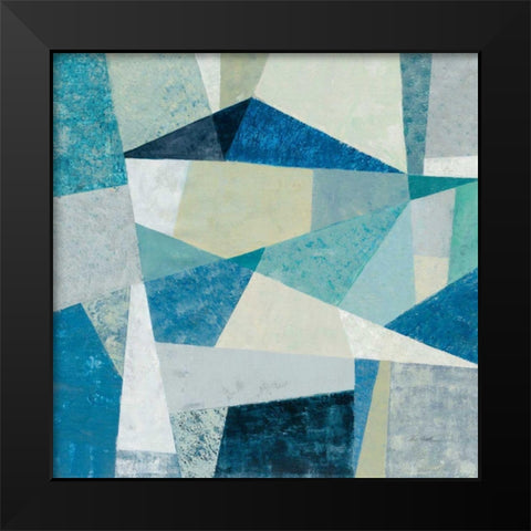 Indigo Geo Metric Soft Black Modern Wood Framed Art Print by Vassileva, Silvia
