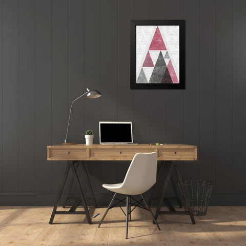 Mod Triangles III Soft Pink Black Modern Wood Framed Art Print by Mullan, Michael