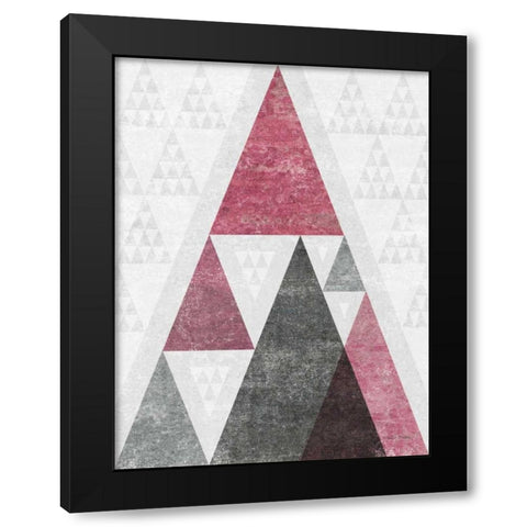 Mod Triangles III Soft Pink Black Modern Wood Framed Art Print with Double Matting by Mullan, Michael