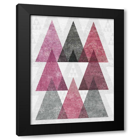 Mod Triangles IV Soft Pink Black Modern Wood Framed Art Print with Double Matting by Mullan, Michael