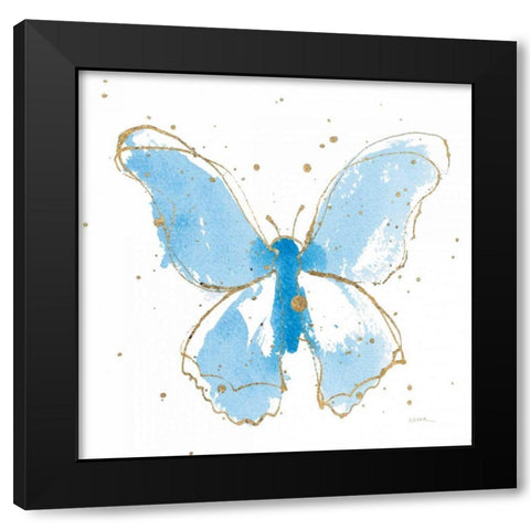 Gilded Butterflies II Black Modern Wood Framed Art Print with Double Matting by Novak, Shirley