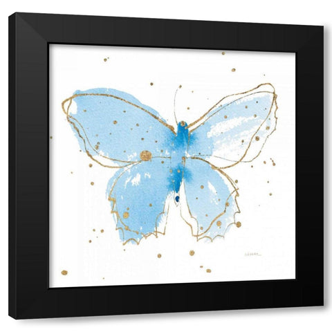 Gilded Butterflies III Black Modern Wood Framed Art Print by Novak, Shirley