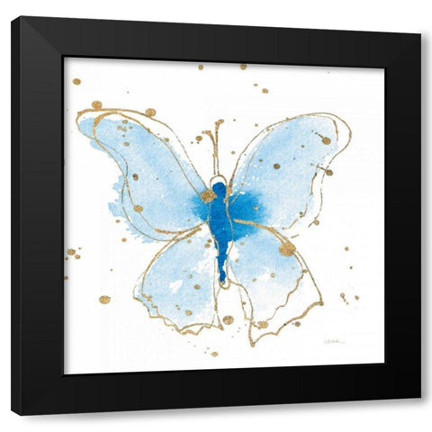 Gilded Butterflies V Black Modern Wood Framed Art Print by Novak, Shirley
