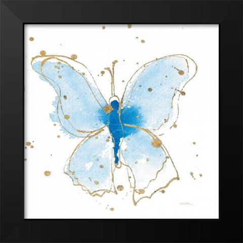 Gilded Butterflies V Black Modern Wood Framed Art Print by Novak, Shirley