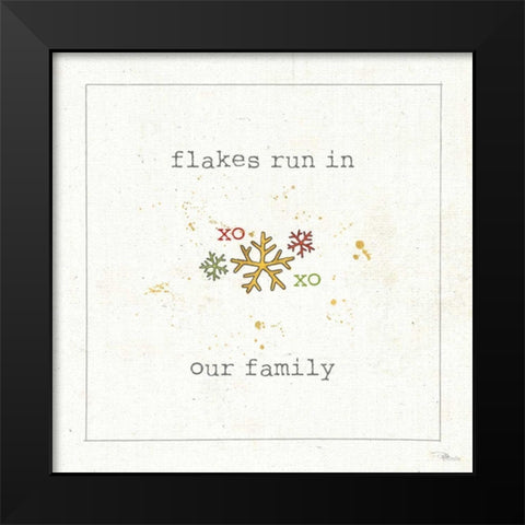 Christmas Cuties V - Flakes Run in Our Family Black Modern Wood Framed Art Print by Pela Studio