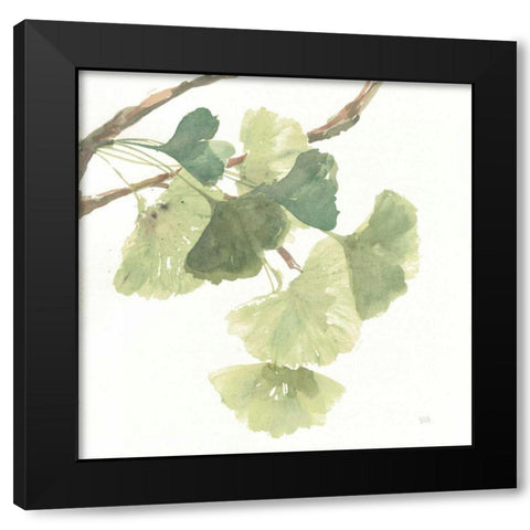 Gingko Leaves I on White Black Modern Wood Framed Art Print with Double Matting by Paschke, Chris