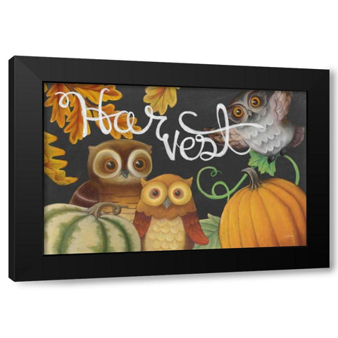 Harvest Owl IV Black Modern Wood Framed Art Print with Double Matting by Urban, Mary