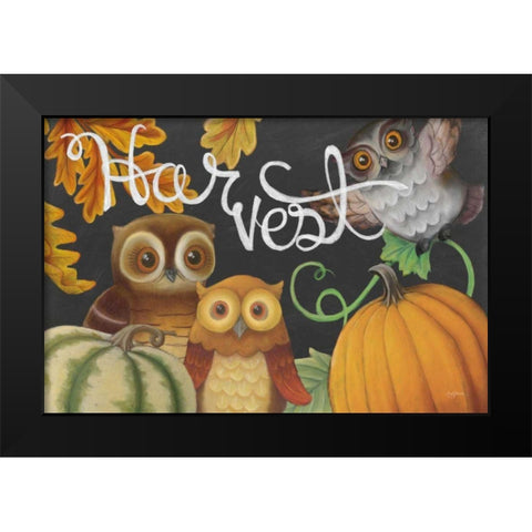 Harvest Owl IV Black Modern Wood Framed Art Print by Urban, Mary