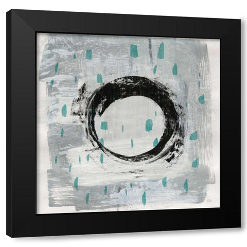 Zen Circle I Crop with Teal Black Modern Wood Framed Art Print with Double Matting by Averinos, Melissa