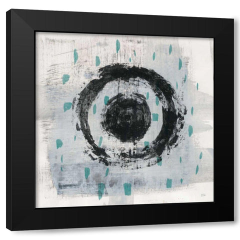 Zen Circle II Crop with Teal Black Modern Wood Framed Art Print with Double Matting by Averinos, Melissa