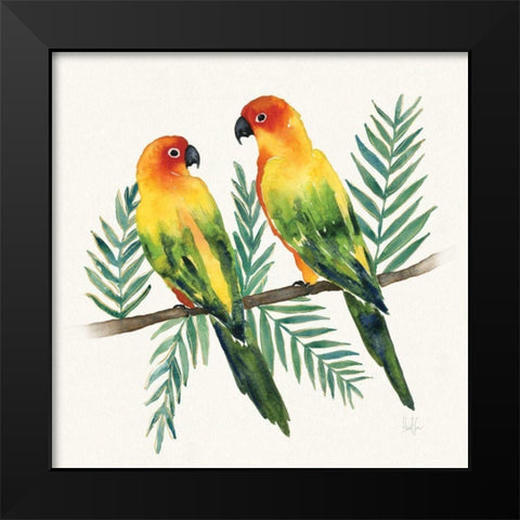 Tropical Fun Bird III Leaves Black Modern Wood Framed Art Print by Sussman, Harriet