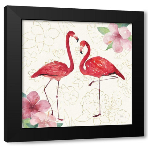 Tropical Fun Bird IV with Gold Black Modern Wood Framed Art Print by Sussman, Harriet