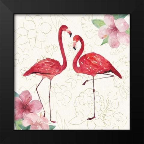 Tropical Fun Bird IV with Gold Black Modern Wood Framed Art Print by Sussman, Harriet