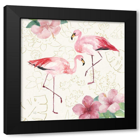 Tropical Fun Bird V with Gold Black Modern Wood Framed Art Print with Double Matting by Sussman, Harriet