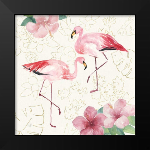 Tropical Fun Bird V with Gold Black Modern Wood Framed Art Print by Sussman, Harriet