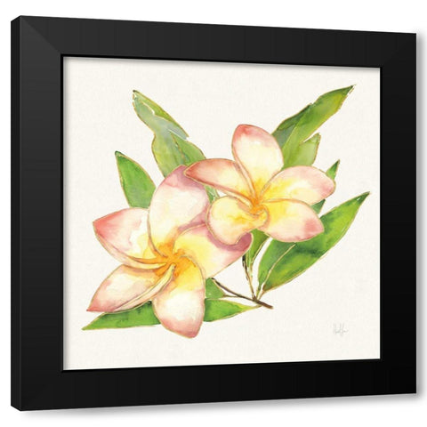 Tropical Fun Flowers I with Gold Black Modern Wood Framed Art Print with Double Matting by Sussman, Harriet