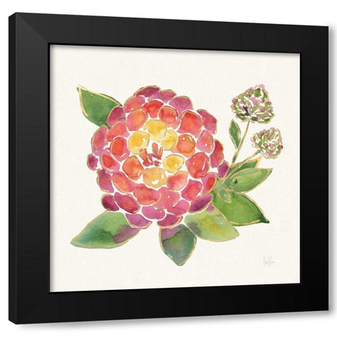 Tropical Fun Flowers II with Gold Black Modern Wood Framed Art Print with Double Matting by Sussman, Harriet