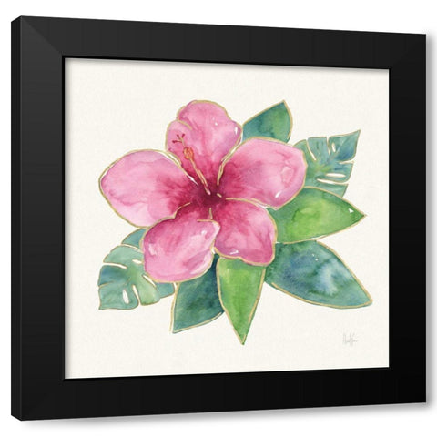 Tropical Fun Flowers III with Gold Black Modern Wood Framed Art Print by Sussman, Harriet