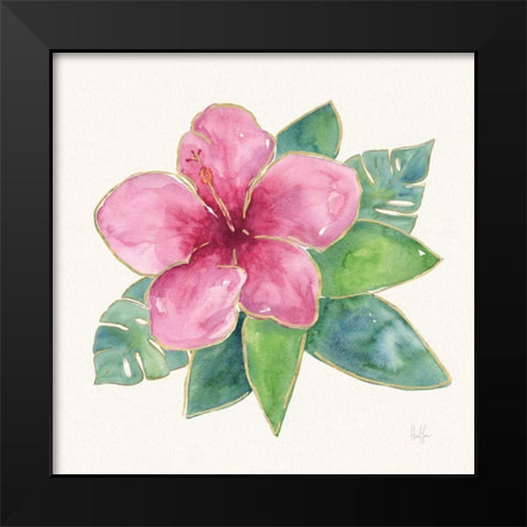 Tropical Fun Flowers III with Gold Black Modern Wood Framed Art Print by Sussman, Harriet