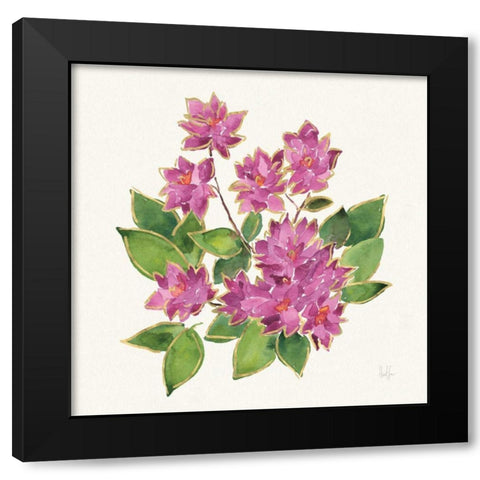 Tropical Fun Flowers IV with Gold Black Modern Wood Framed Art Print by Sussman, Harriet