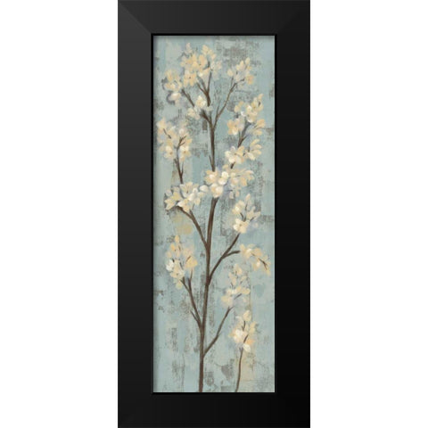 Almond Branch I on Light Blue Black Modern Wood Framed Art Print by Vassileva, Silvia